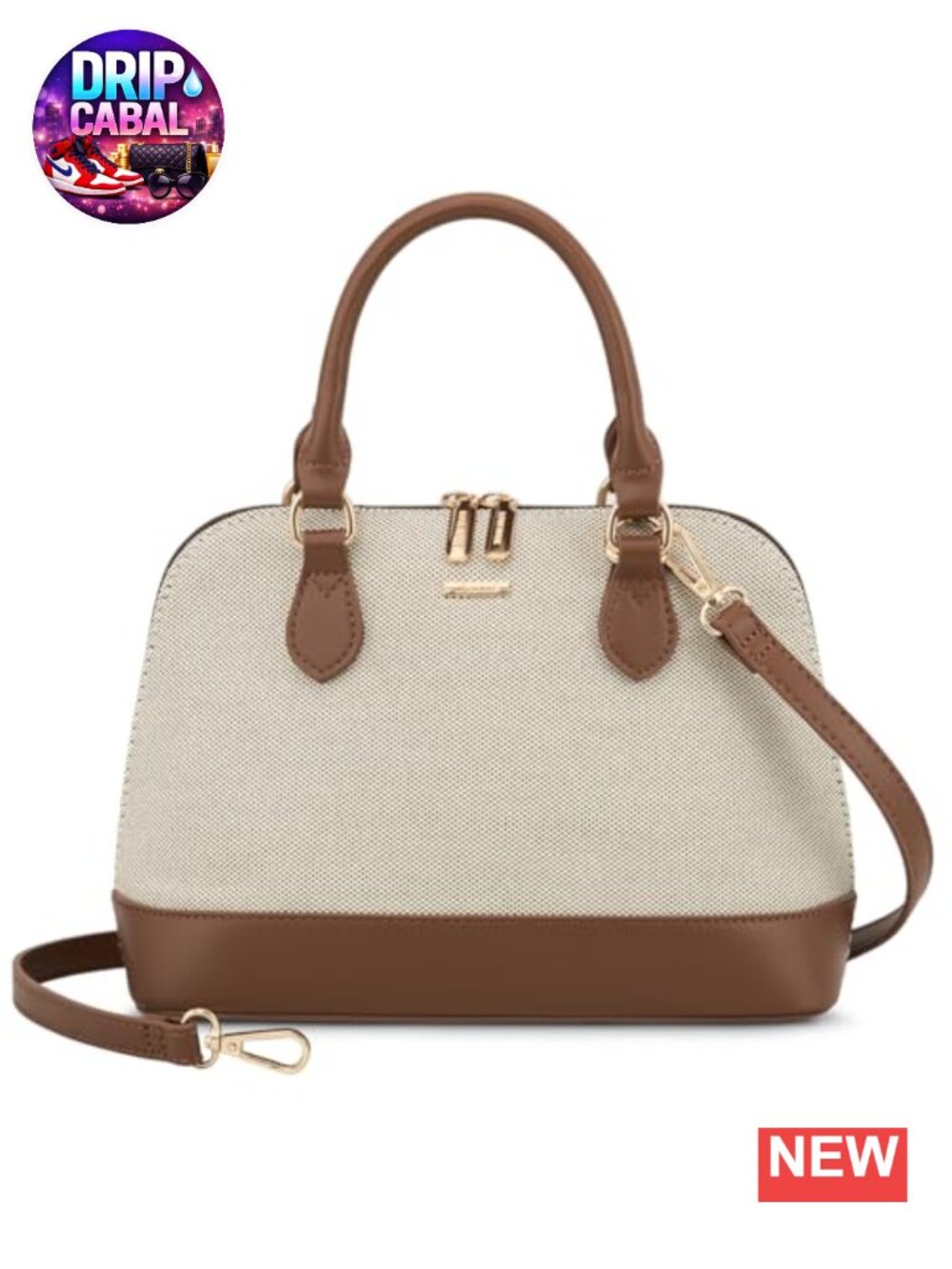 Faux Leather Crossbody Dome Satchel Handbag with Double Zip